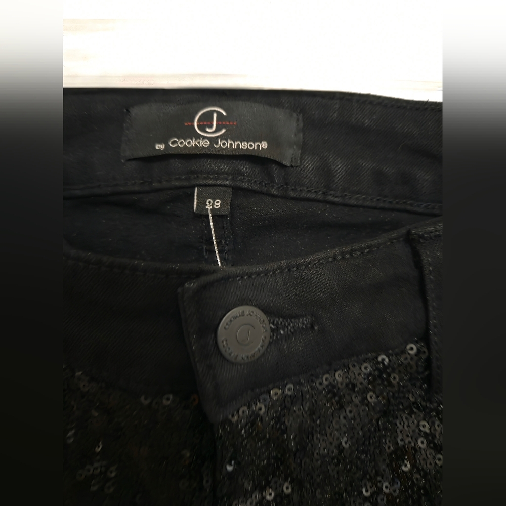 Cookie Johnson Black Sequin Women's Jeans 28 NWT - Picture 5 of 11